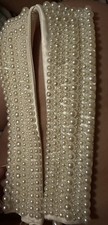 Women  s Ivory Beaded Faux Pearl Detachable Fabric Collar Necklace