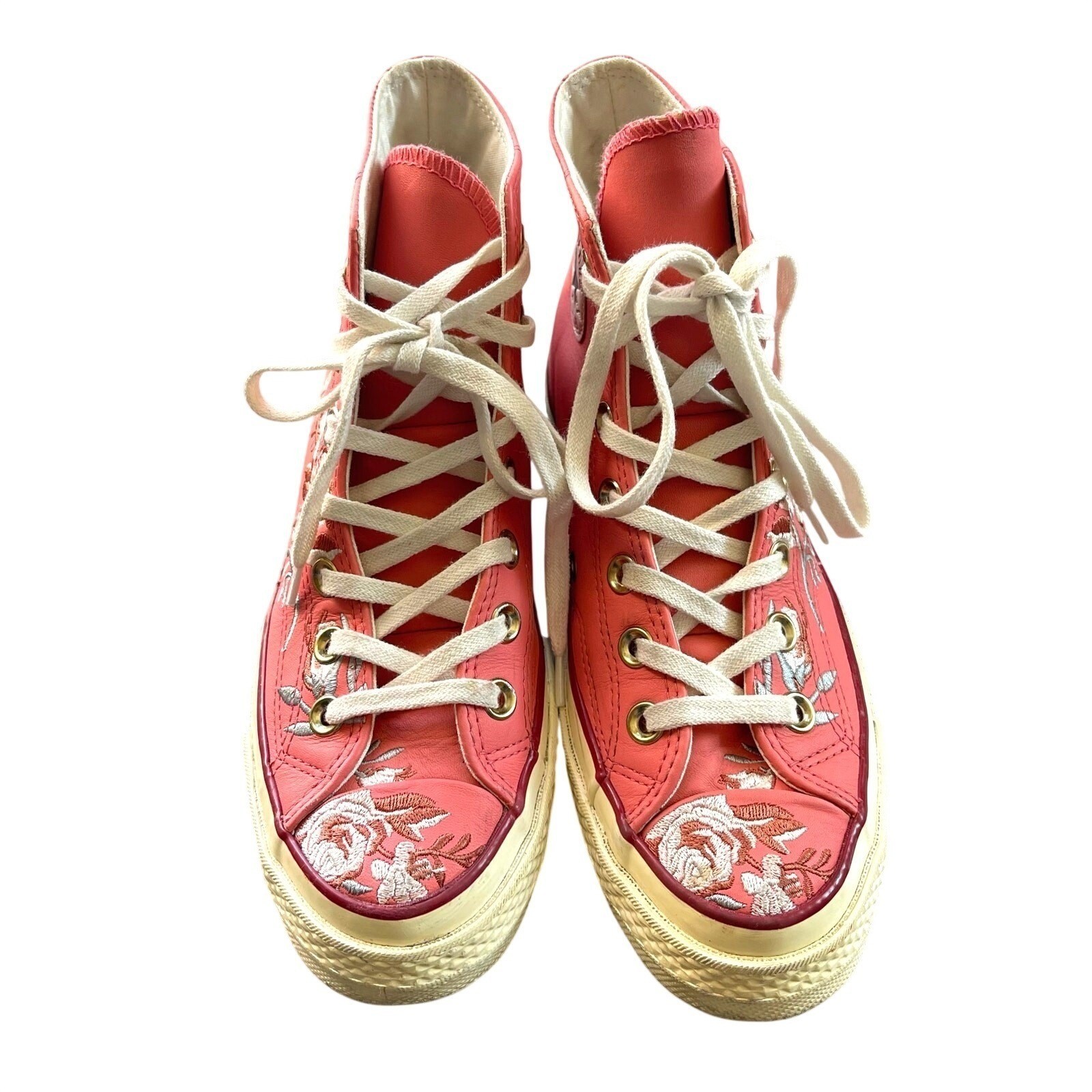Converse Chuck 70 High Top Leather Sneakers Pink Floral Embroidered Women's 6 thumbnail 3
