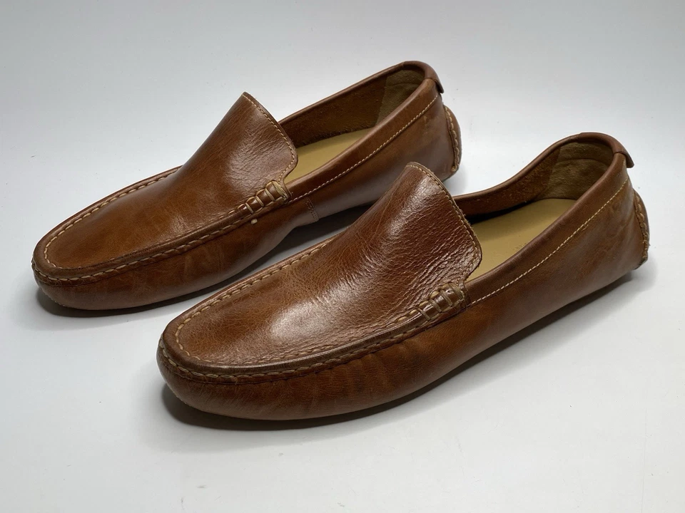 Cole Haan Hombres Tucker Veneciano Cuero Marrón Sin Cordones Mocasines Zapatos Talla 10M Foto 4 de 4