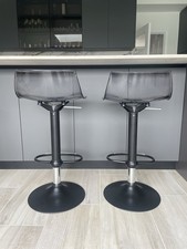 Set of 2 John Lewis & Partners Sleek Gas Lift Adjustable Bar Stool, Smoke. Used.