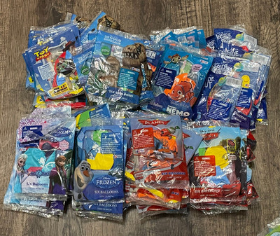 Mixed lot of 100 Disney & Pixar 12'' Latex Balloons 6 Packs For Birthday Parties