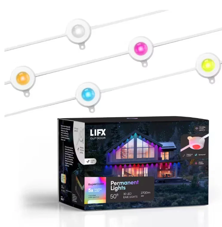 LIFX 30-Light 50 ft Outdoor Plug-In RGBW LED Smart Wi-Fi Permanent String-Light