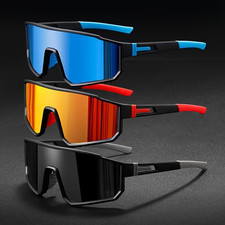 3Pcs Mirrored Sports Sunglasses Pack Men Women Cycling Festival Fashion Glasses