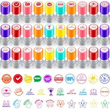 30 Pcs Inking Teacher Stamps, Grading Motivational Feedback Stamps for Home...