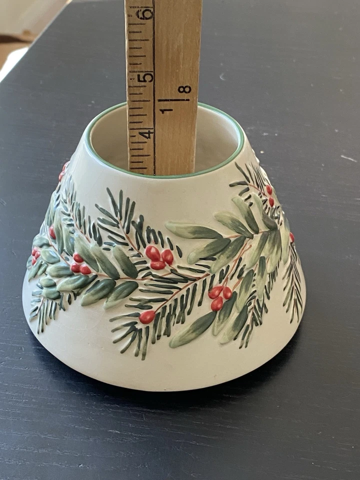 洋基蜡烛陶瓷阴影冬青松红色 3D 复古 4 英寸圣诞节 — 第 3/4 张图片