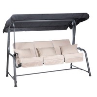 Alfresia 3 Seater Charcoal Reclining Swing Seat with Luxury Taupe Cushions