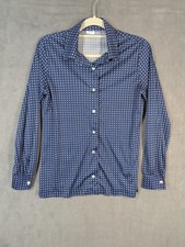 Sears Shirt Men's Small Blue Polyester Button Up Disco