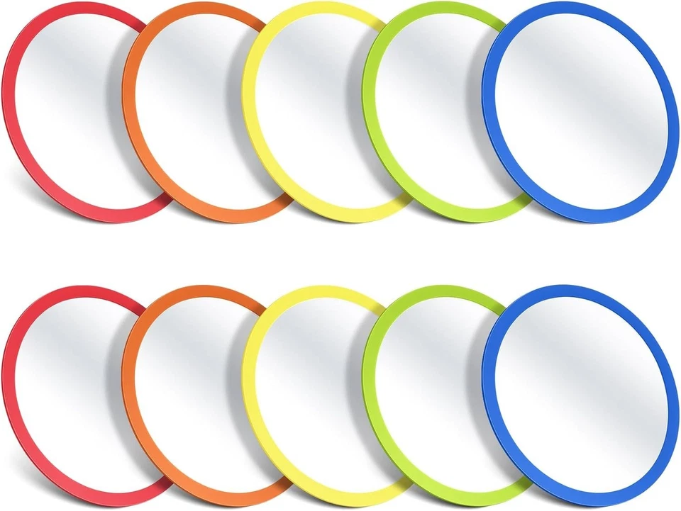 Juego de espejos para niños 10 piezas 6 pulgadas irrompibles acrílico redondo seguro decoración de aula Foto 3 de 4