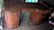 Antique large pedestal desk 168 cm long 3 drawers 2 cupboards with shelf...