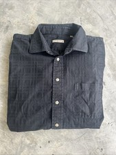 Burberry London Men's XL Shirt Black Tonal Shadow Nova Check Cotton Button Down