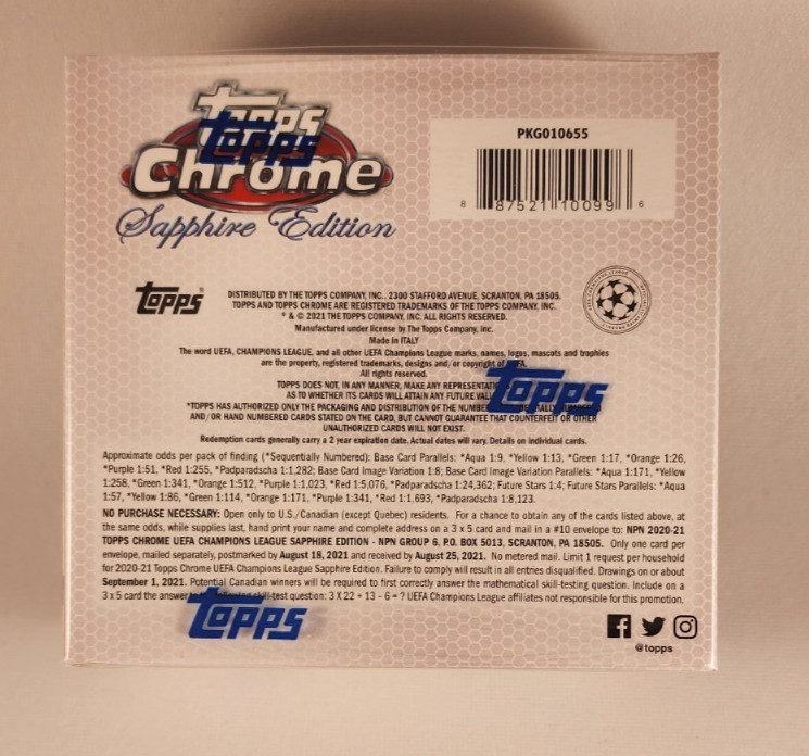 2020-21 Topps Chrome Sapphire Edition UEFA Champions League Soccer Sealed Box view 3