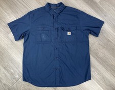 Carhartt Force Button Down Black Workwear Shirt Mens XL Relaxed Fit Pockets