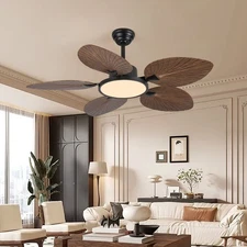 52" Ceiling Fan with Light Tropical Palm Leaf Patio Living Room Remote Control