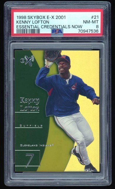 1998 Skybox E-X 2001 Kenny Lofton 20/21 Essential Credentials Now #21 PSA 8
