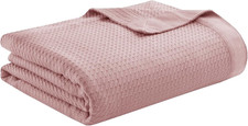 Egyptian Cotton Summer Blanket, Soft Waffle Knit, King Size Rose Pink 108"x90