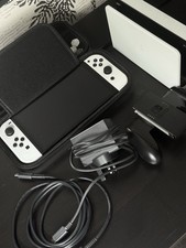 Nintendo Switch OLED Model White Dockable Console w/ Dock Joy-Con Case & Cables