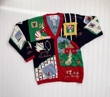 EAGLES EYE Womens Family Tree Knit Cardigan Sweater Size Large