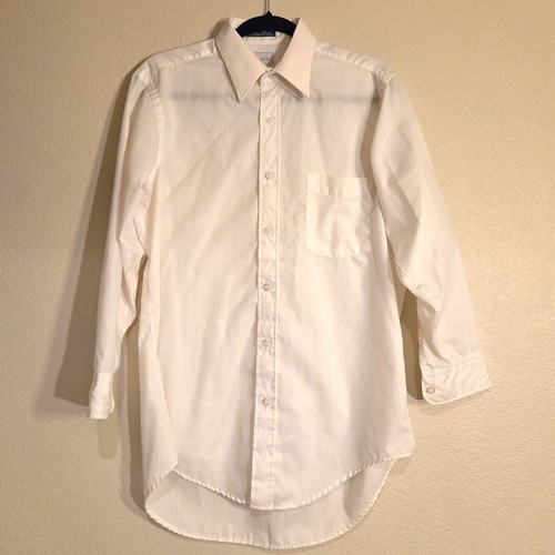 Oscar de la Renta, Oscar de la Renta Vintage Men’s White Dress Shirt in Dacron Cotton