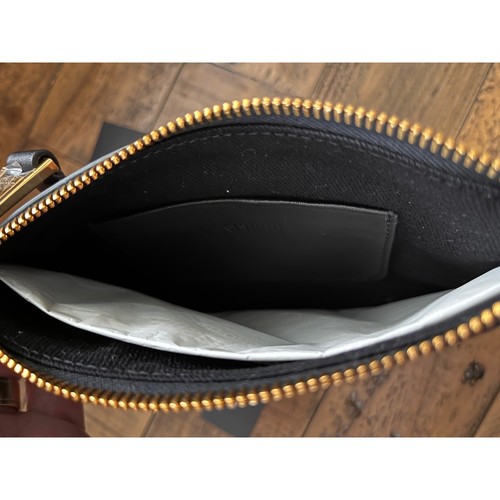 MOSCHINO Couture Logo Zip Pouch Wristlet Black Leather With Dust bag NWT - Picture 11 of 12