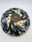 Vtg Tiffany-Style Dragonfly Stained Glass Lampshade Raised Rose Florets 16" x 8"