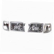 4 Piece Driver Passenger Side Chrome Headlight Parking Lights Assembly