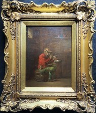 18th-Century Dutch Oil Portrait Painting Manner of David Teniers (1610-1690)
