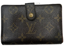 Louis Vuitton Kisslock Wallet Womens Monogram Coated Canvas Snap Brown Small USA