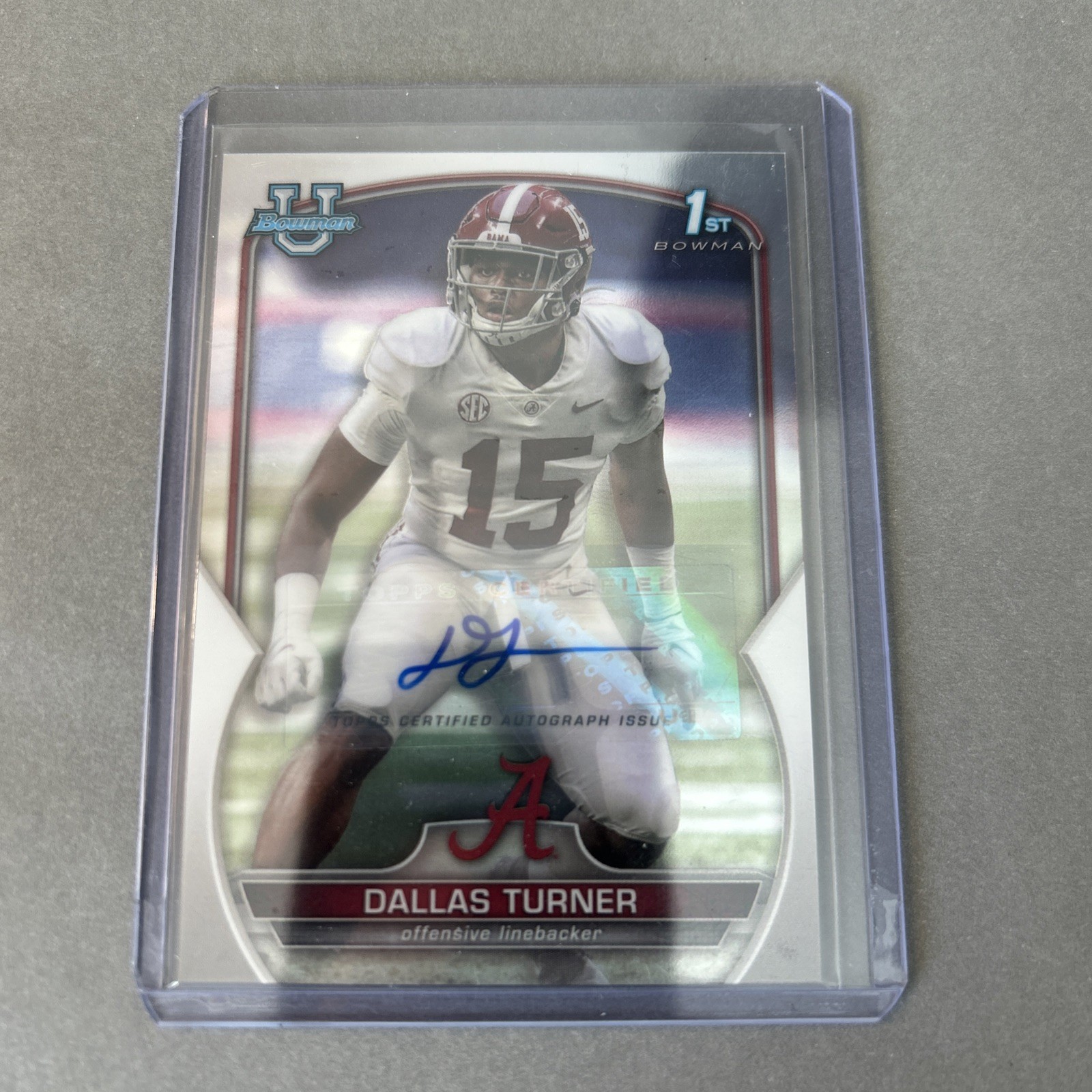 2022 Bowman University Chrome Dallas Turner 1st Autograph #6 Rookie Auto Alabama