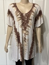 Show Me Your Mumu Mellow Tie-Dye Tunic Top Brown Stretchy Size Medium