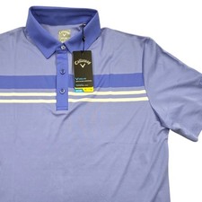 NWT Callaway Performance S/S Stripe Polo Shirt Opti-Dri Blue Mens Medium