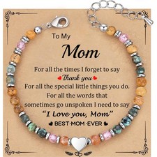 Mom Gifts from Daughter Son, Mom Bracelets for Women Colorful Bead Bracelet Chri