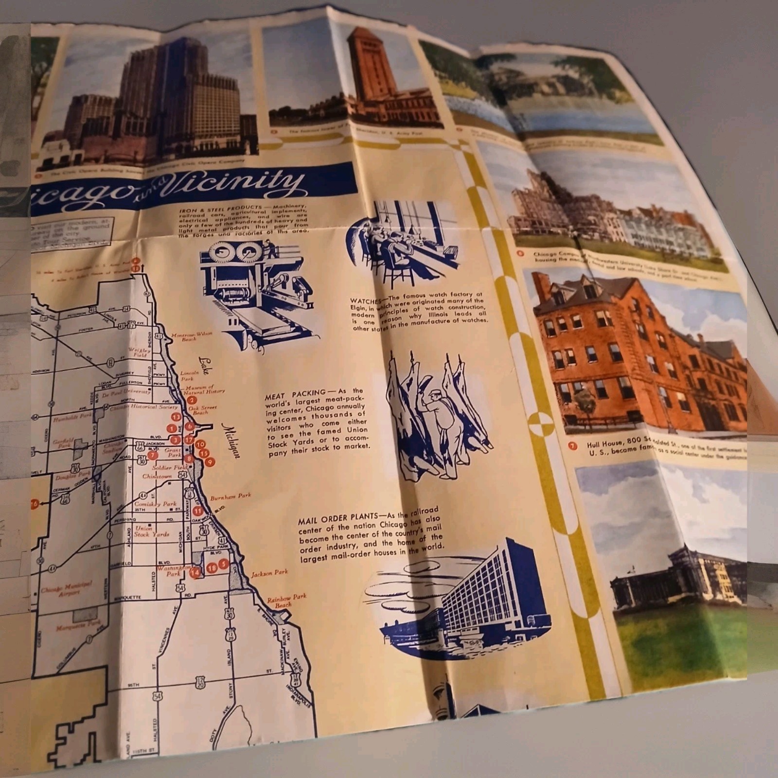 1940s Sinclair Chicago/Vacinity Folding  Road Map Gasoline Oil