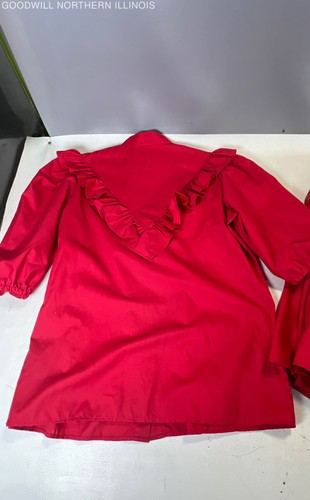 Women's Malco Modes Red 2 Pc. Set Skirt & Button Up Blouse Top Size S - Picture 5 of 6