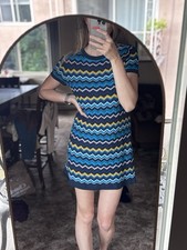 Missoni For Target Short Sleeve Multicolor Zigzag Chevron Knit Tunic Dress, Sz M