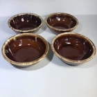 VTG Hull Pottery Brown Drip Glaze 6.75” Cereal Soup Salad Bowls Set of 4 USA