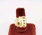 Vtg Sz 7 Ring Wide Shiny Chunky Deco 18KGE Gold Electroplated Fashion Jewelry
