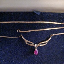 9ct Gold Ruby and Diamond  Necklace 