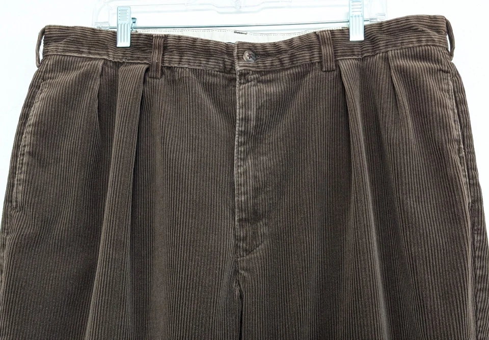POLO RALPH LAUREN Pants Men's 40x30 (38x29) Andrew Brown Corduroy Pleated Zip - Image 2 of 4