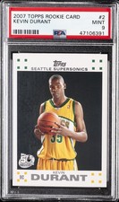 2007 TOPPS RC CARD #2 KEVIN DURANT ROOKIE RC PSA 9. rookie card picture