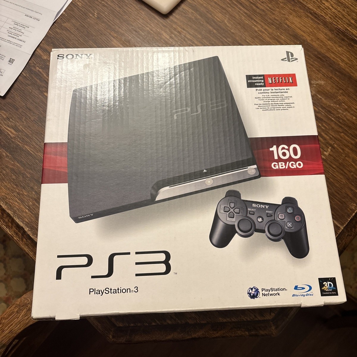 Box Only Sony PlayStation 3 PS3 Slim 160 GB Charcoal Black Console