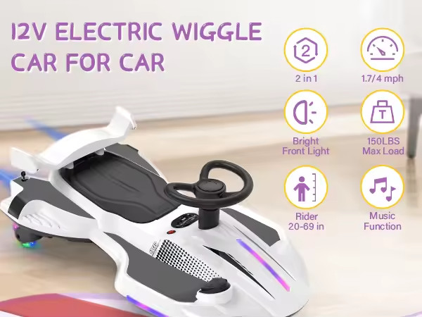 With Pedal, 2 In 1 Wiggle Car Ride On Toys For Kids Ages