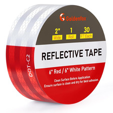 DOT-C2 Reflective Tape 2 Inch x 30 Feet - Red White Waterproof High-Visibilit...