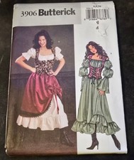 Butterick 3906 Costumes Sewing Pattern Misses Renaissance Gown Uncut Size 6-8-10