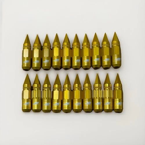 J2 7075-T6 Forged Aluminum M12x1.5 Cap Lug Nuts Gold (20PCS)
