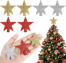 Mini Christmas Tree Topper Star,6pcs Glitter Christmas Tree Topper for Small Chr