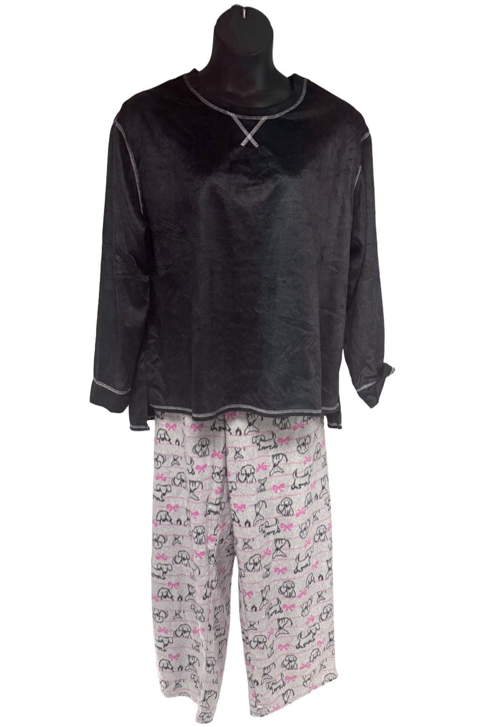 Comfort Code Sueded Microfleece Pj Set Black/Gray - image 1