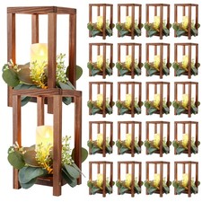 20 Set Wooden Wedding Lantern Centerpiece, Lantern Candle Holder for Farmhous...