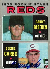 BERNIE CARBO signed 1970 Topps Baseball Card REDS AUTO MLB 36 RC