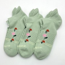 3 Pairs BOMBAS Women's Dinner Party Ankle Socks Cushion Size L 11-13 green