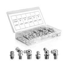110Pcs Grease Fittings Kit, SAE Grease Fitting Assortment: 1/4" 1/8" Straight...